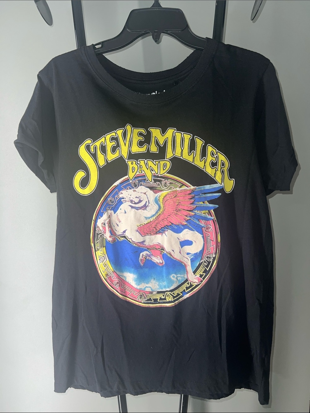 Recycled Karma Black Steve Miller Band Pegasus Tee with Multicolor Graphic